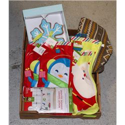 FLAT OF CHRISTMAS STOCKINGS AND OTHER DECORATIONS