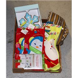 FLAT OF CHRISTMAS STOCKINGS AND OTHER DECORATIONS