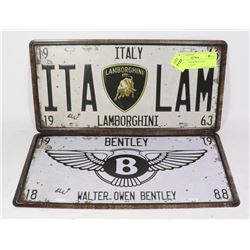 LAMBORGHINI & BENTLEY NOVELTY PLATES