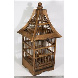 RUSTIC WOODEN BIRD CAGE