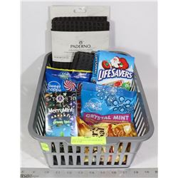 GREY STORAGE CONTAINER WITH NEW ITEMS