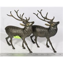 PAIR OF METAL ART REINDEER SCULPTURES