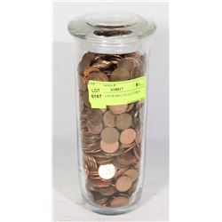 JAR WITH OVER 800 COLLECTIBLE PENNIES -