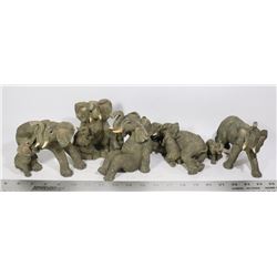 BOX OF 5 STONECAST ELEPHANTS