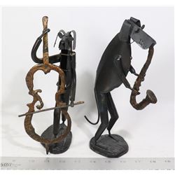 PAIR OF METAL ART DOGS