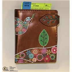 COPPER TONED SHAG WEAR WOMENS WALLET WITH FLORAL