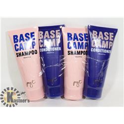 TWO BOTTLES OF BASE CAMP SHAMPOO AND TWO BOTTLES