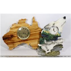 LOT OF TWO CLOCKS, ONE IN SHAPE OF AUSTRALIA,