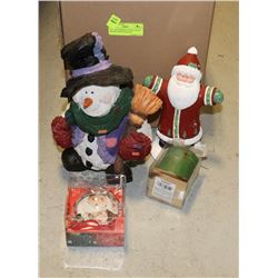 LOT OF SNOWMAN FIGURE, SANTA FIGURE, NEW IN PACKAGE