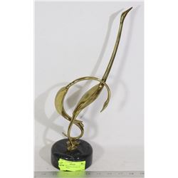 BRASS BIRDS SCULPTURE ON MARBLE BASE