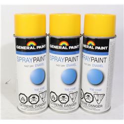 GENERAL PAINT SPRAY PAINT ENAMEL 340G 3 BOTTLES