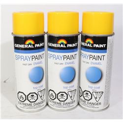 GENERAL PAINT SPRAY PAINT ENAMEL 340G 3 BOTTLES