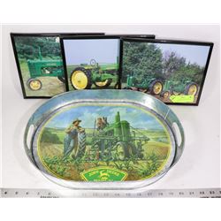 LOT OF 3 JOHN DEERE TRACTOR PICTURES/TRAY