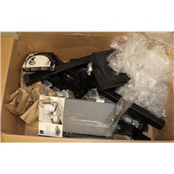 BOX OF STORE RETURN ITEMS, INCLUDES DISH RACK,