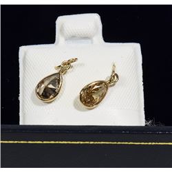 72) 14KT YELLOW GOLD PAIR OF CHOCOLATE COLORED