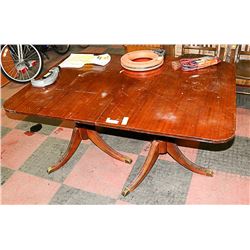 WOOD DINING TABLE WITH PEDESTAL LEGS 56 X 38 X 30