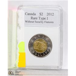 CAD 2012 RARE TYPE TOONIE