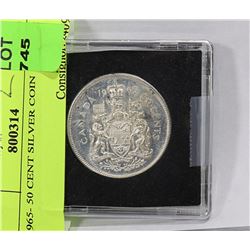 1965- 50 CENT SILVER COIN
