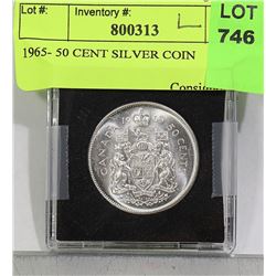 1965- 50 CENT SILVER COIN