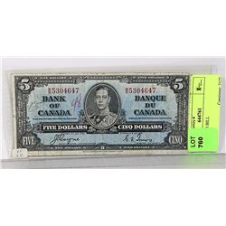 1937 CAD $5 BILL