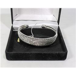 NEW SILVER PLATED LADIES BANGLE BRACELET IN BLACK