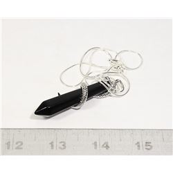 BLACK AGATE SNAKE WRAPPED CHAKRA PENDANT