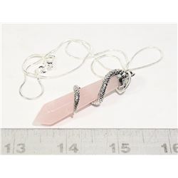 ROSE QUARTZ SNAKE WRAPPED CHAKRA PENDANT