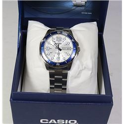 NEW CASIO MEN'S ST. STEEL WATCH W/ DAY & DATE