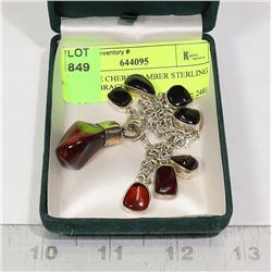 VINTAGE CHERRY AMBER STERLING SILVER BRACELET
