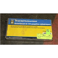 NEW 120PC ROLL PIN ASSORTMENT, 30 SIZES