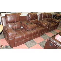 NEW NORWICH BROWN LEATHERETTE DROP DOWN CONSOLE