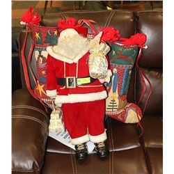 30" SANTA PLUS 3 LARGE CHRISTMAS STOCKING SET