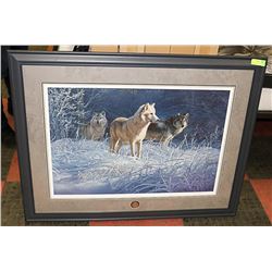 DUCKS UNLIMITED FRAMED WOLF PRINT 44'' X 34''