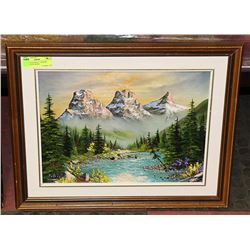 FRAMED PAINTING "3 SISTERS" MOUNTAINS- BANFF,