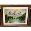 Image 1 : FRAMED PAINTING "3 SISTERS" MOUNTAINS- BANFF,