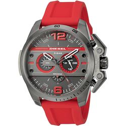 NEW DIESEL GUNMETAL DIAL 55MM RED BAND MSRP $342