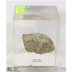 LARGE GOLDEN NUGGET ALASKAN SAMPLE  IN LUCITE