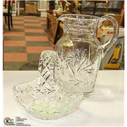 CRYSTAL PITCHER AND CANDY BASKET