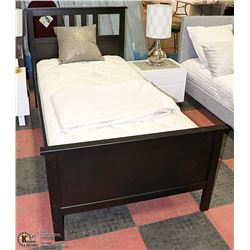 SHOWHOME DARK WOOD TONE SINGLE SIZE BEDFRAME WITH