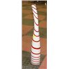 Image 1 : HAND BLOWN WHITE & RED SWIRL CANDY CANE GLASS VASE