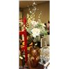 Image 1 : DECORATIVE VASE- 4' TALL WITH LARGE SILK FLORAL