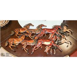 RUNNING HORSES METAL ART WALL DECOR 36" LENGTH