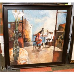 LARGE DARK WOOD FRAMED STILL-LIFE