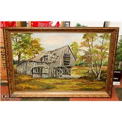 OIL ON BOARD UNTITLED 'OLD WOODEN LODGE"