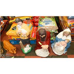 LARGE OUTDOOR VINTAGE NATIVITY 4 PIECE FIGURES