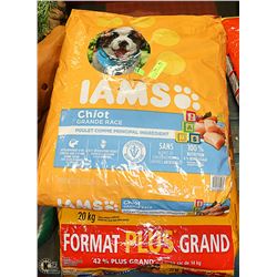 2 BAGS DOG FOOD-PEDIGREE 20KG, IAMS 13.8KG