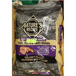 2 BAGS NATURES RECIPE DOG FOOD 10.8KG AND 5.4KG