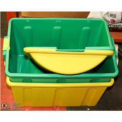 RUBBERMAID TOY CHESTS- LOT OF 2 GREEN/YELLOW
