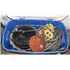 Image 1 : LARGE RUBBERMAID TOTE FULL OF GARDEN MISC.