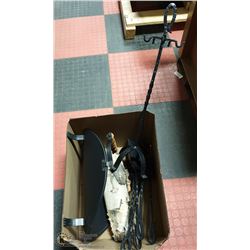 FIREPLACE SET & WOOD HOLDER W/WOOD